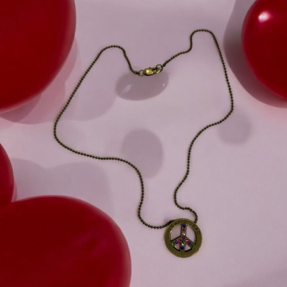 Vintage Leap 2 Lead Peace Sign Necklace